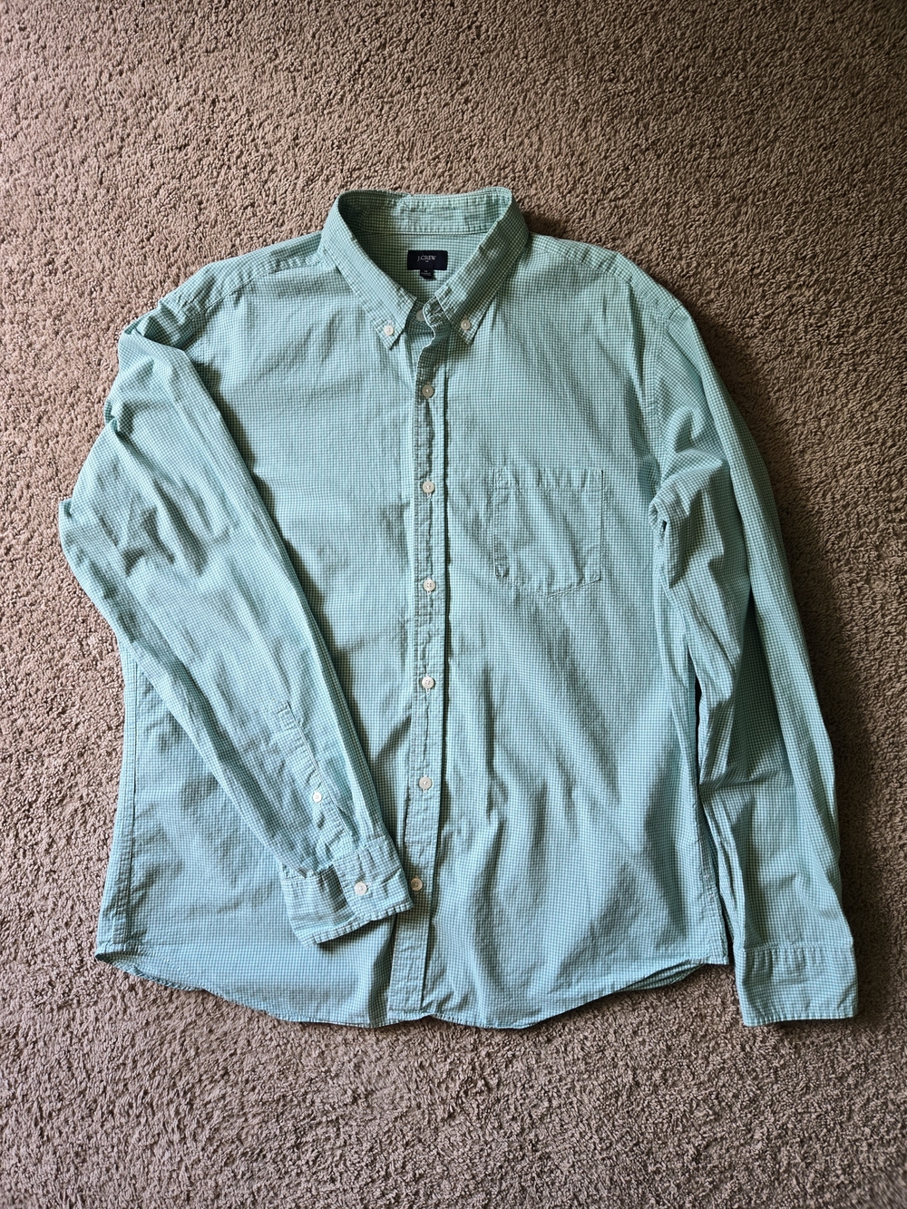J.Crew Green Gingham Button Down Shirt Men's XL